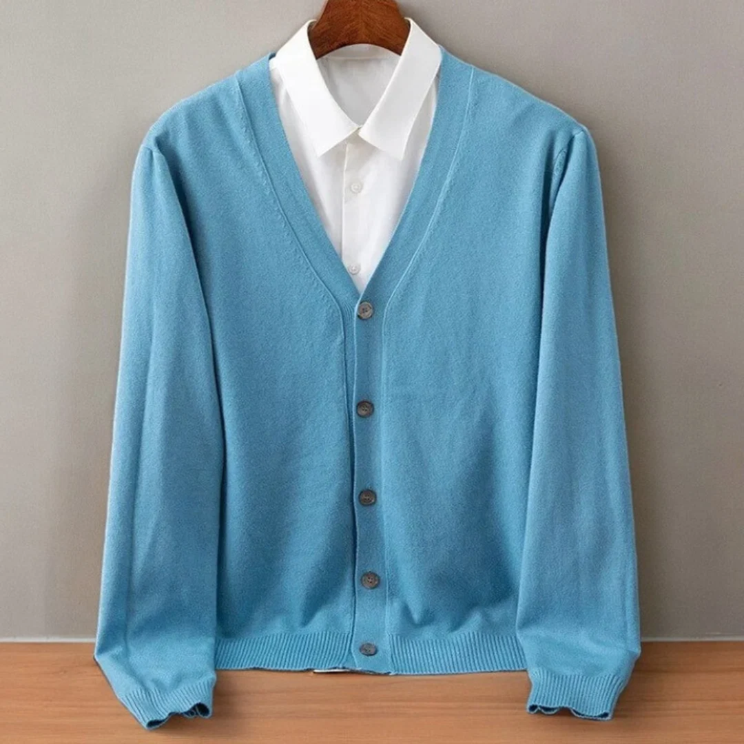 Lucas | Elegant V-Neck Cashmere Blend Cardigan for Men