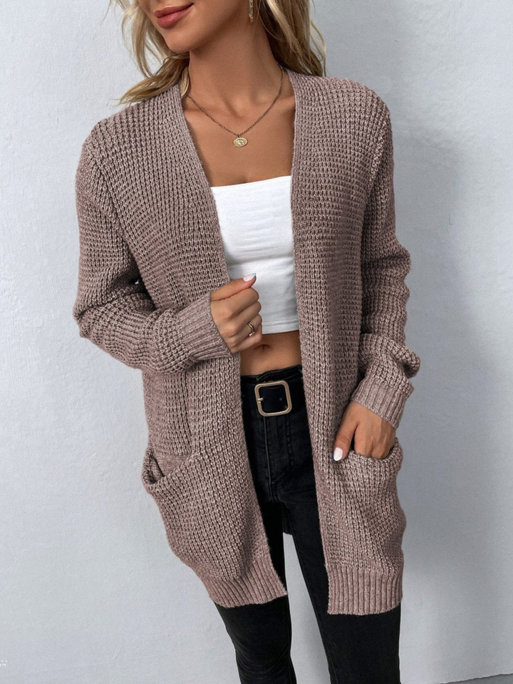Nora | Relaxed Open Front Waffle Knit Cardigan for Women