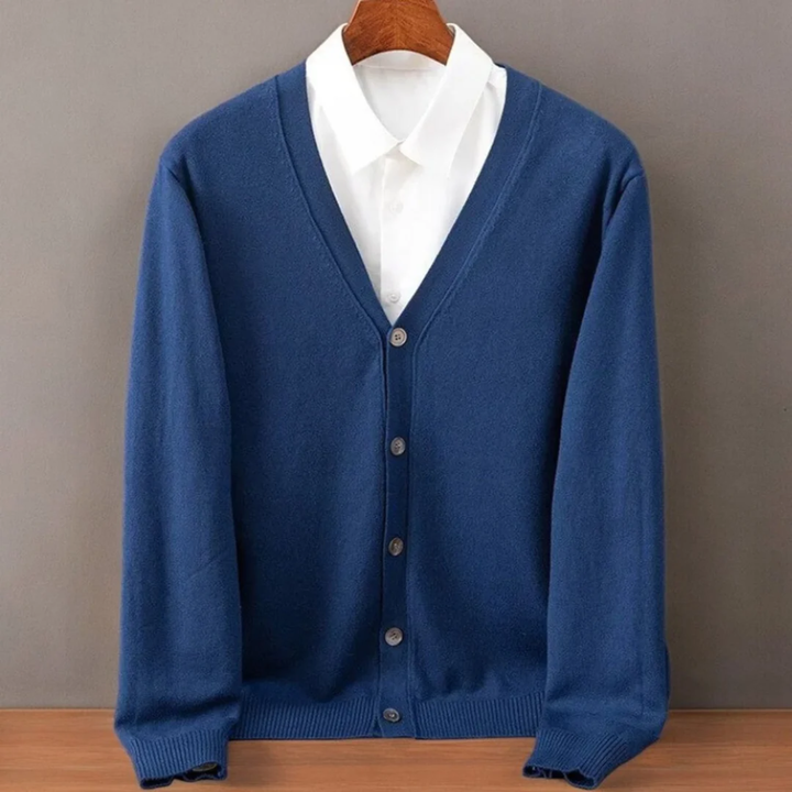 Lucas | Elegant V-Neck Cashmere Blend Cardigan for Men