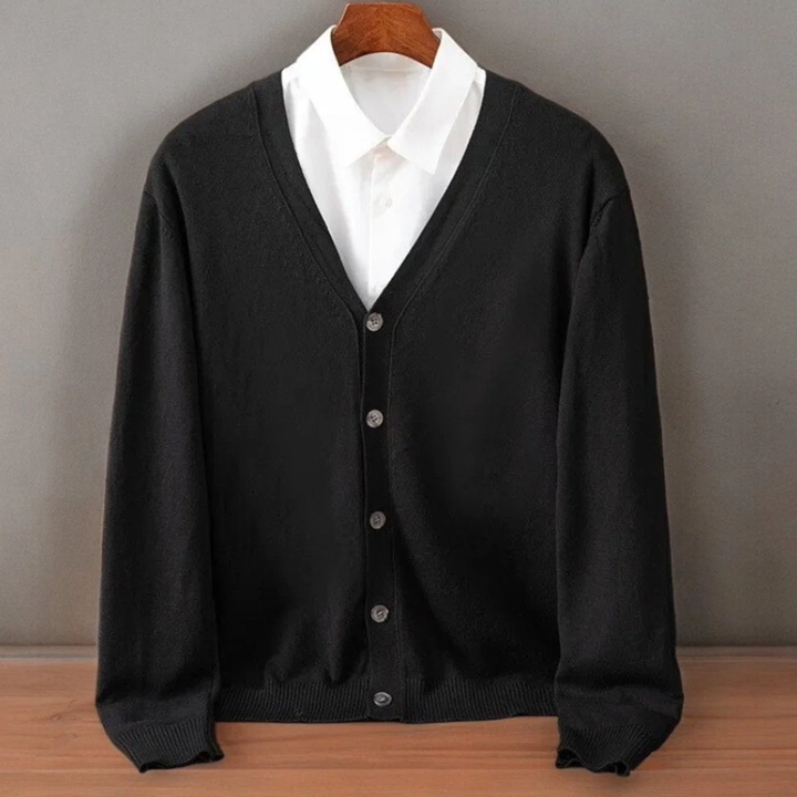 Lucas | Elegant V-Neck Cashmere Blend Cardigan for Men