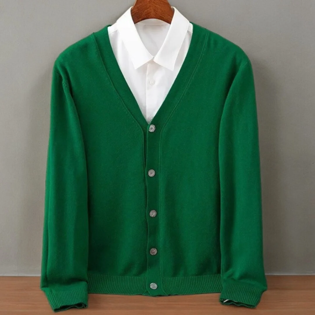 Lucas | Elegant V-Neck Cashmere Blend Cardigan for Men