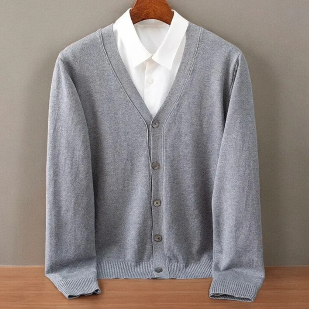 Lucas | Elegant V-Neck Cashmere Blend Cardigan for Men