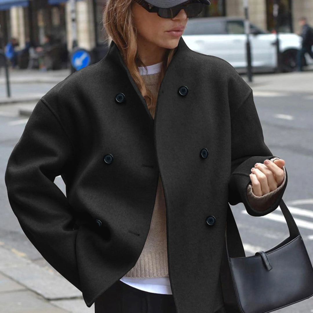 Ruth | Double-Breasted Cropped Wool Coat Jacket