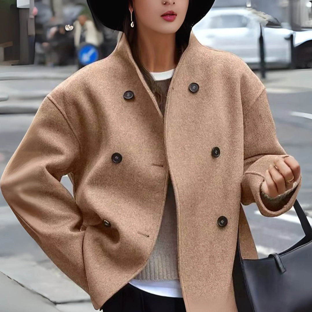 Ruth | Double-Breasted Cropped Wool Coat Jacket